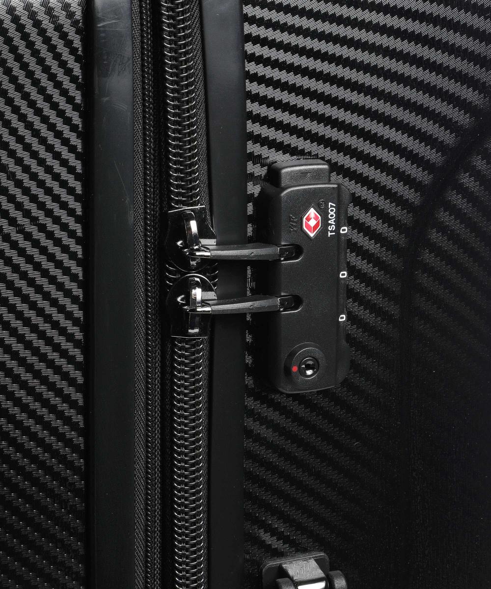 Guess - Black Carbon Fiber Pattern Hardcase Spinner Luggage - جيس - حقيبة سفر جيس صلبة دوارة بنمط ألياف الكربون الأسود