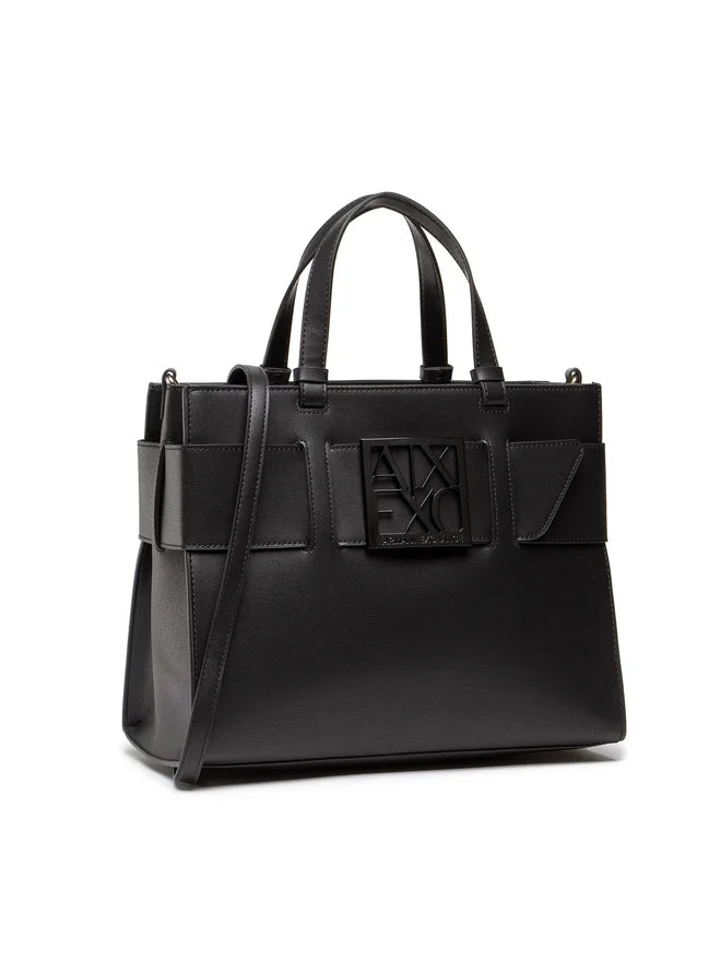 Armani Exchange - Armani Exchange A|X Logo Plaque Tote Bag - أرماني إكستشينج - حقيبة توت أرماني إكستشينج A|X بلوحة الشعار