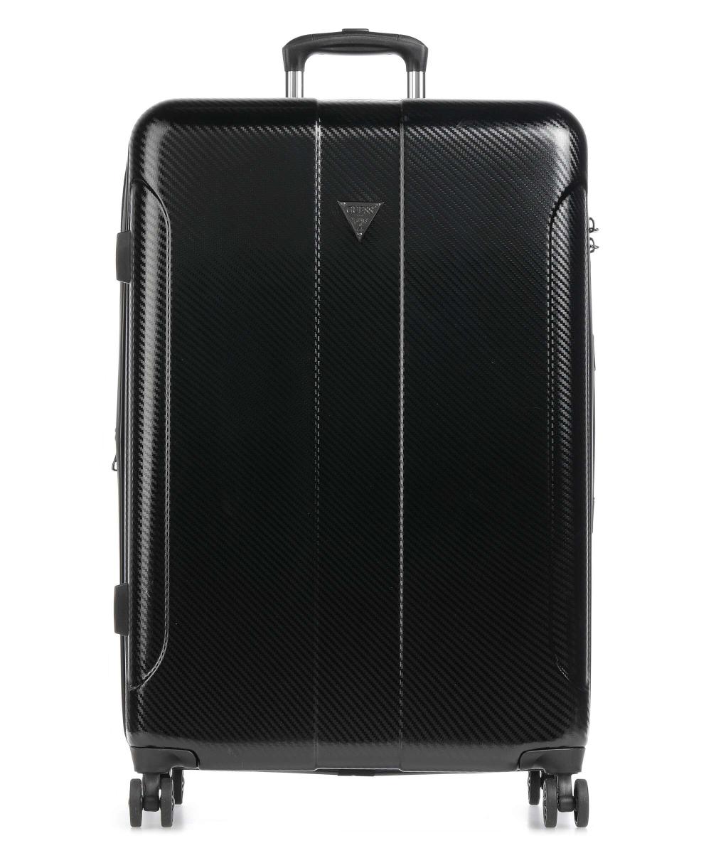 Guess - Black Carbon Fiber Pattern Hardcase Spinner Luggage - جيس - حقيبة سفر جيس صلبة دوارة بنمط ألياف الكربون الأسود