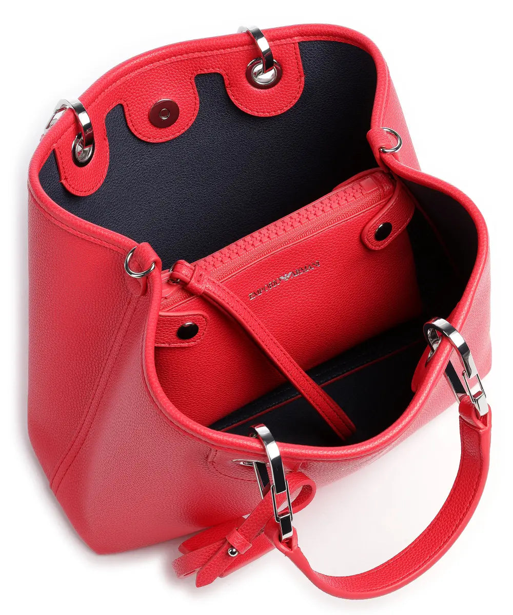 Emporio Armani Myea Small Deer Print Shopper Tote Cherry  - حقيبة تسوق ماي إي إيه صغيرة بطبعة غزال باللون الكرزي من إمبوريو أرماني