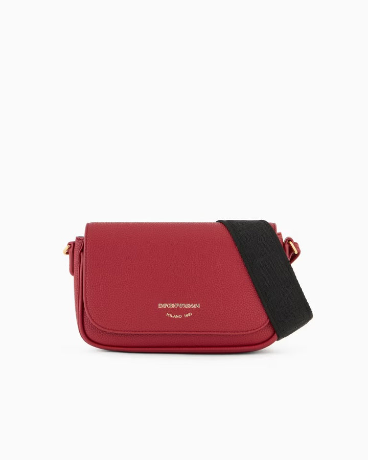 Emporio Armani - Deer-print mini Crossbody Bag in Burgundy- امبوريو ارماني - حقيبة كروس صغيرة باللون الأحمر الخمري