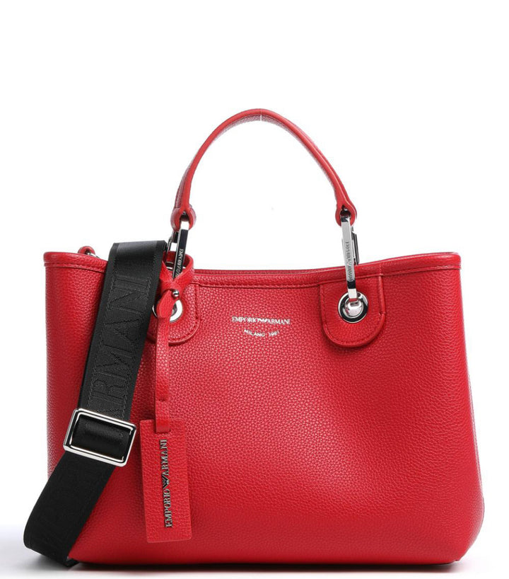 Emporio Armani: Red Textured Tote and Wristlet Set - إمبوريو أرماني: طقم حقيبة يد كبيرة (Tote) حمراء ومحفظة معصم