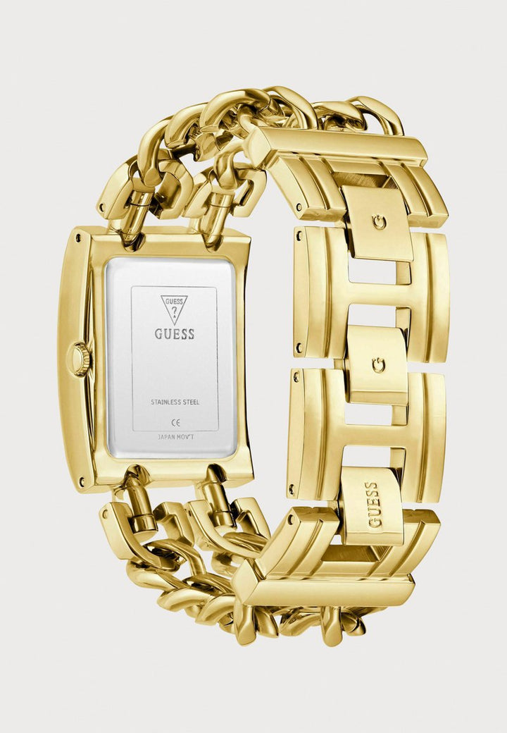 GUESS - Guess Gold-Tone Square Watch with Green Dial and Chain Bracelet - جيس - ساعة جيس مربعة ذهبية اللون مع مينا أخضر وسوار سلسلة