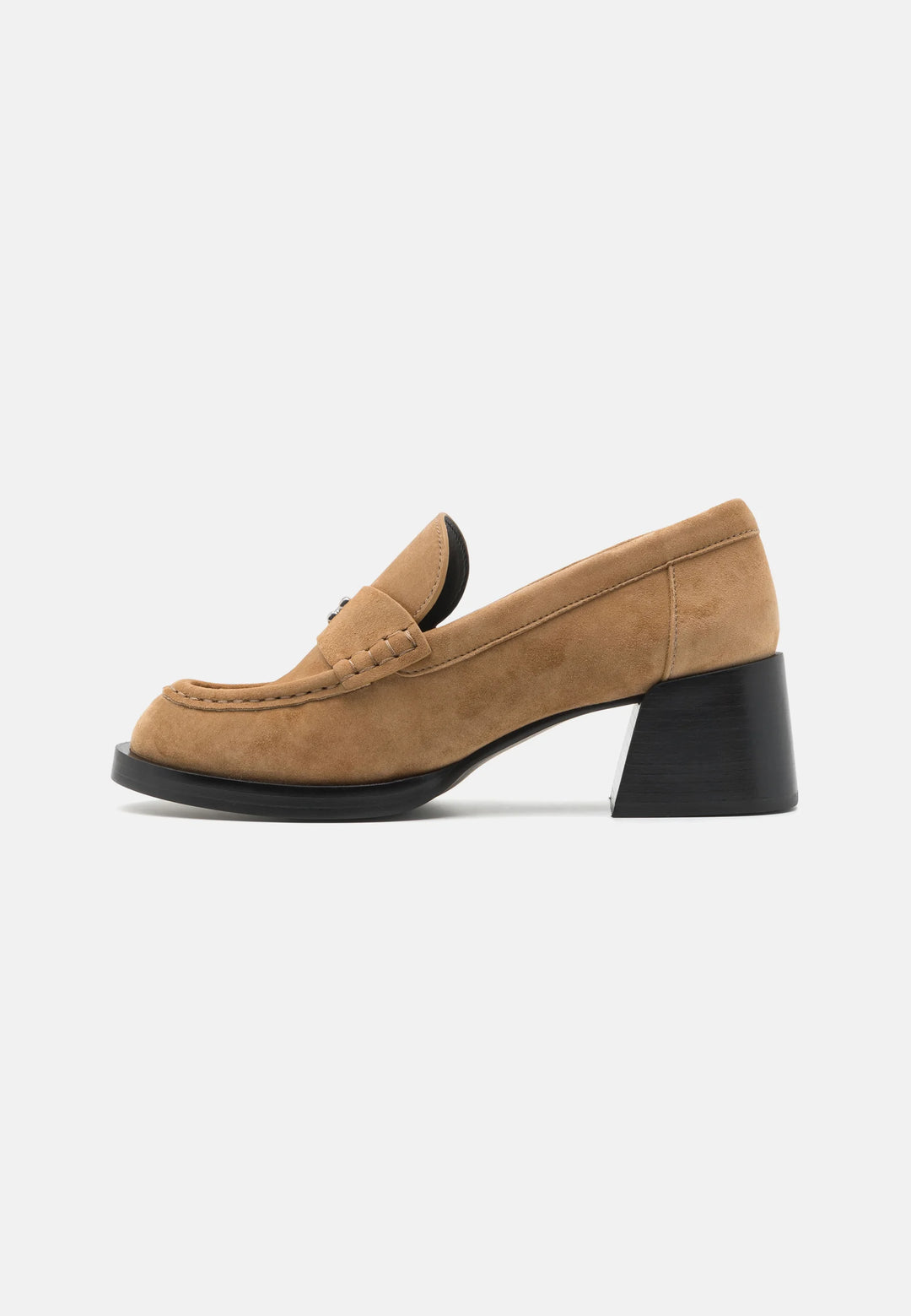 Coach - Coach Suede Block Heel Loafers with Signature C Hardware - كوتش - حذاء لوفرز كوتش بكعب سميك من الشمواه مع شعار C المميز