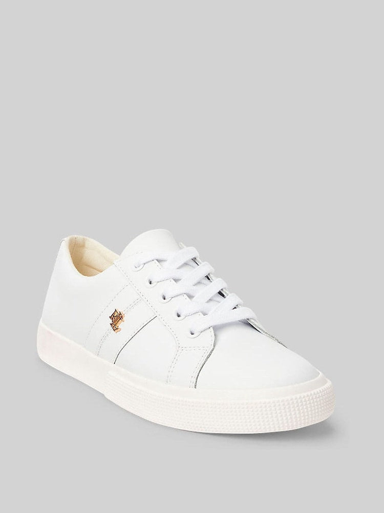 Lauren Ralph Lauren - Lauren Ralph Lauren Women's White Leather Low-Top Sneakers - لورين رالف لورين - حذاء رياضي نسائي أبيض من الجلد برقبة منخفضة