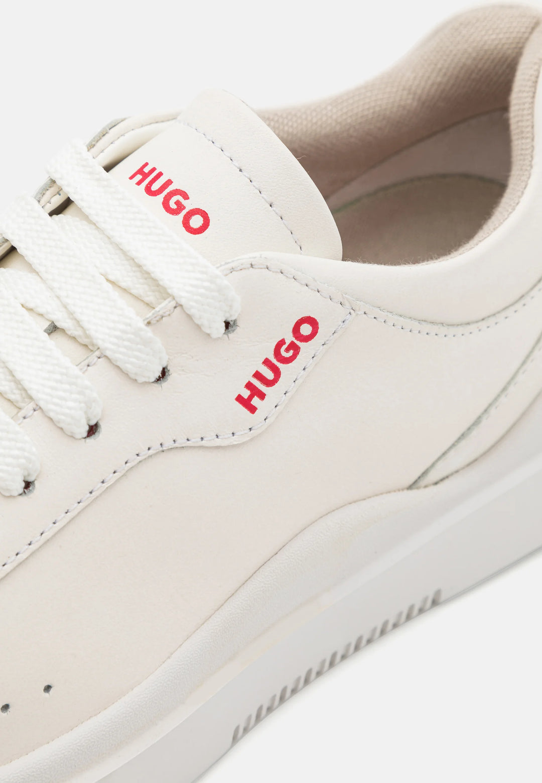 HUGO - HUGO White Leather Low-Top Sneakers - هوغو - حذاء رياضي جلدي أبيض منخفض من هوغو