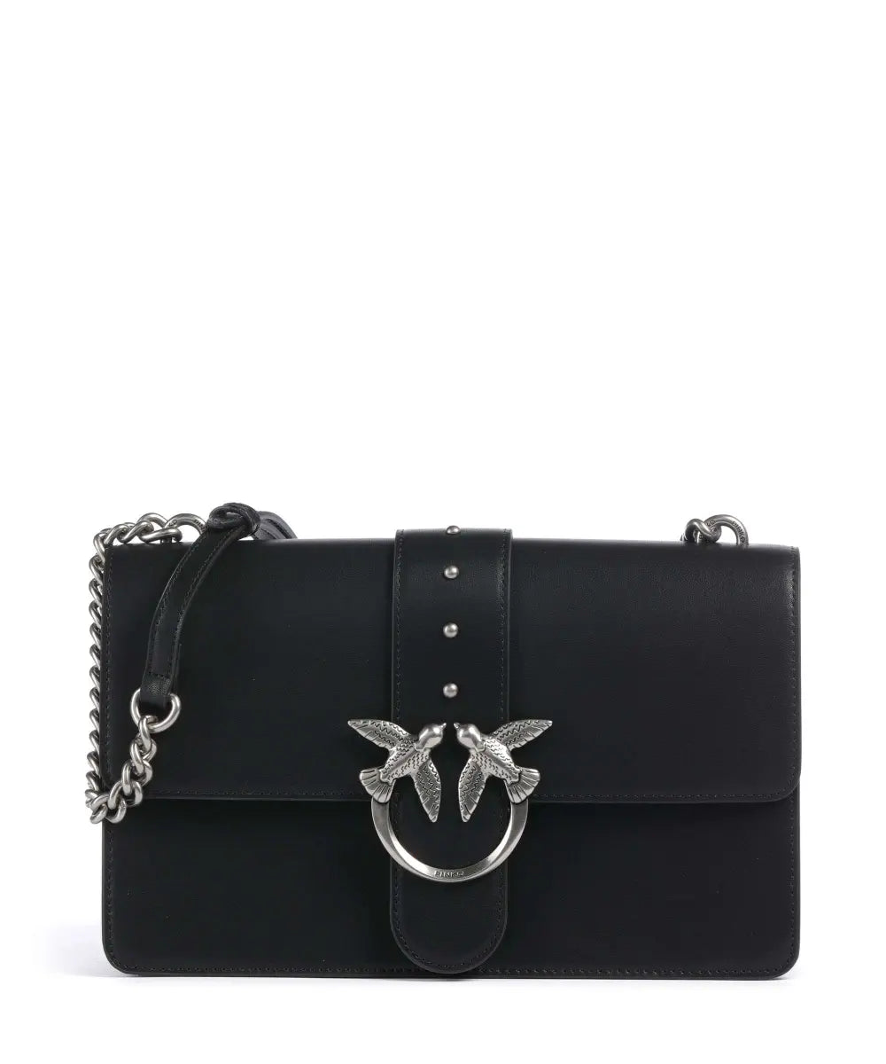 PINKO - Classic Love Bag Icon Simply in Black Leather - بينكو - حقيبة كلاسيك لوف آيكون سيمبلي من الجلد الأسود