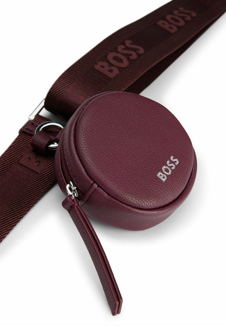 BOSS - BOSS Addison Crossbody Bag with Detachable Coin Purse in Burgundy - بوس - حقيبة كروس بودي أديسون من بوس مع محفظة عملات قابلة للفصل باللون العنابي