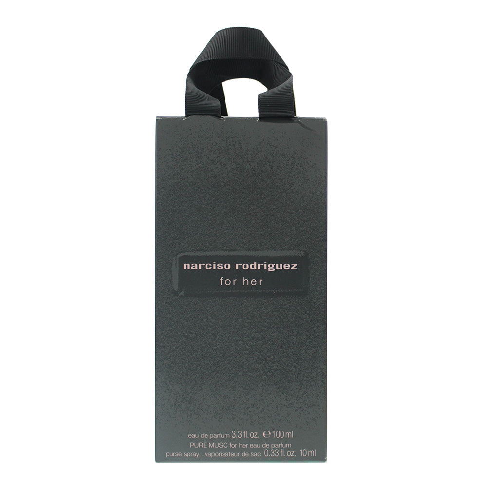 Narciso Rodriguez 2 Piece Gift Set: For Her Eau De Parfum 100ml - For Her Pure Musc Eau De Parfum 10ml - نارسيسو رودريغيز مجموعة هدايا قطعتين: عطر أو دو بارفان 100 مل لها + عطر بيور مسك أو دو بارفان 10 مل لها