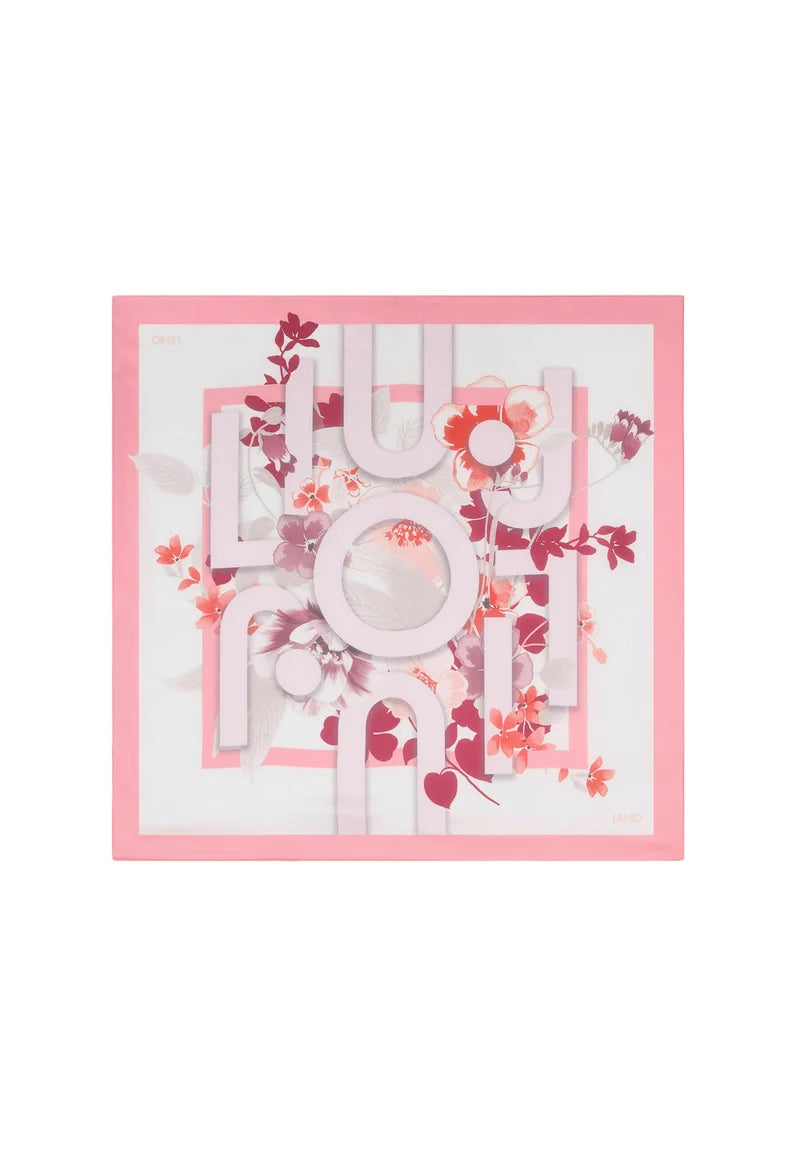 Liu Jo - Liu Jo Floral and Lettering Print Scarf - ليو جو - وشاح ليو جو بطبعة الزهور والحروف