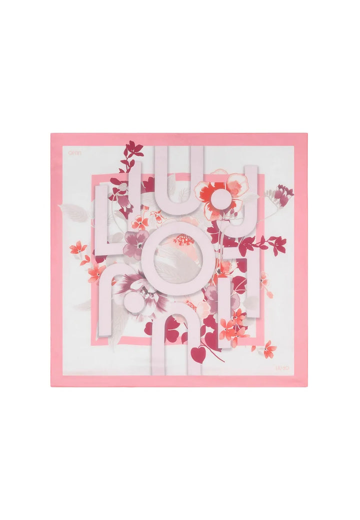 Liu Jo - Liu Jo Floral and Lettering Print Scarf - ليو جو - وشاح ليو جو بطبعة الزهور والحروف