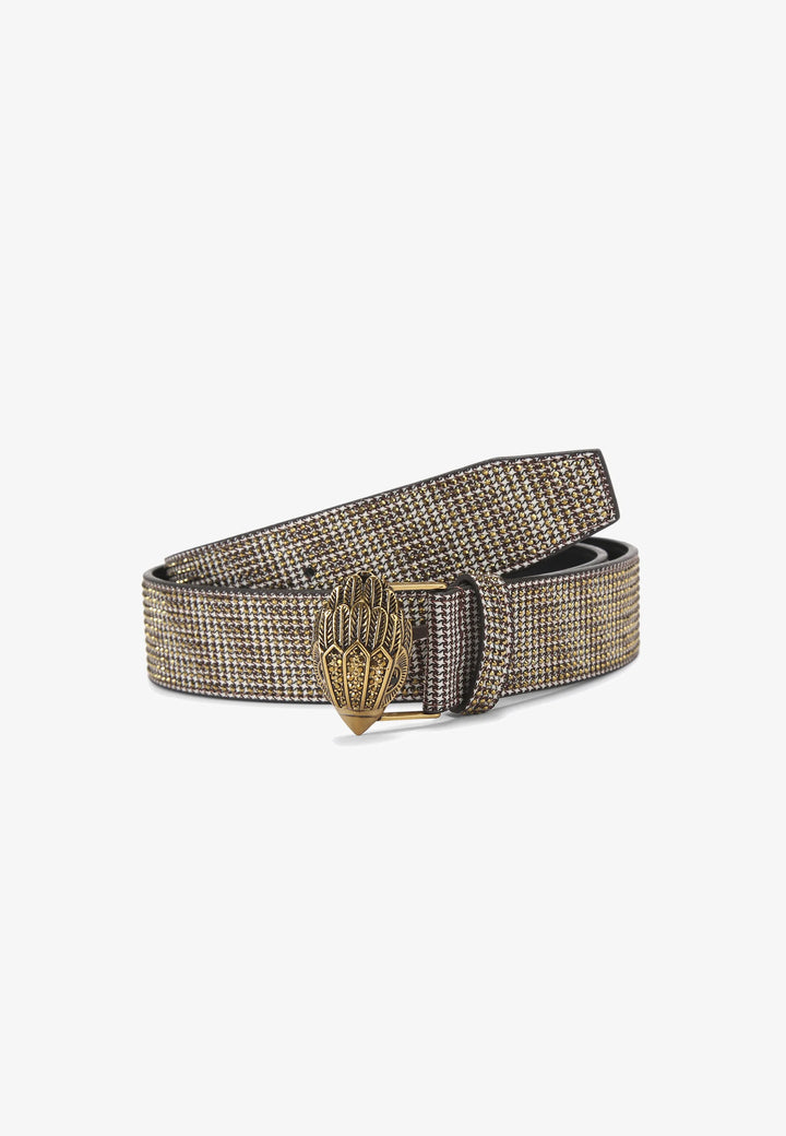 KURT GEIGER LONDON Crystal Houndstooth Belt - كيرت غايغر لندن - حزام بنقشة الهاوندستوث مع كريستال