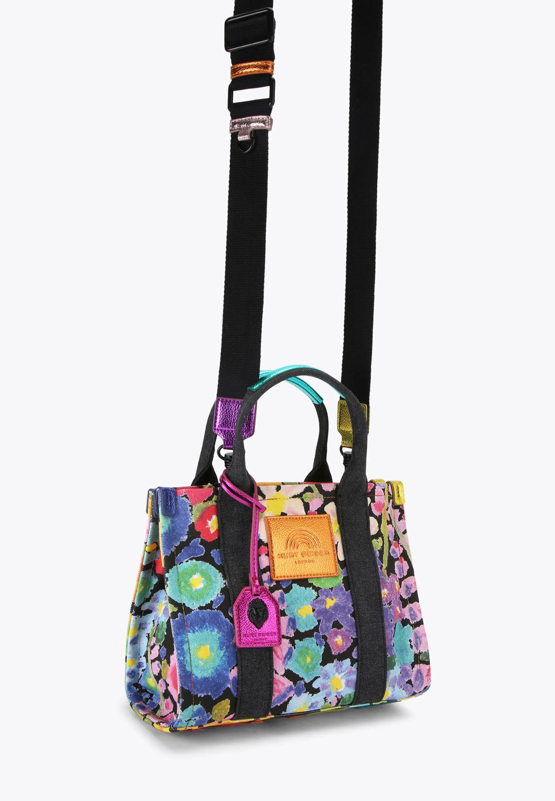KURT GEIGER LONDON - HANDLE MINI KENSINGTON Black Sequin Top Handle Bag - كيرت غايغر لندن - حقيبة يد صغيرة HANDLE MINI KENSINGTON مزينة بالترتر الأسود
