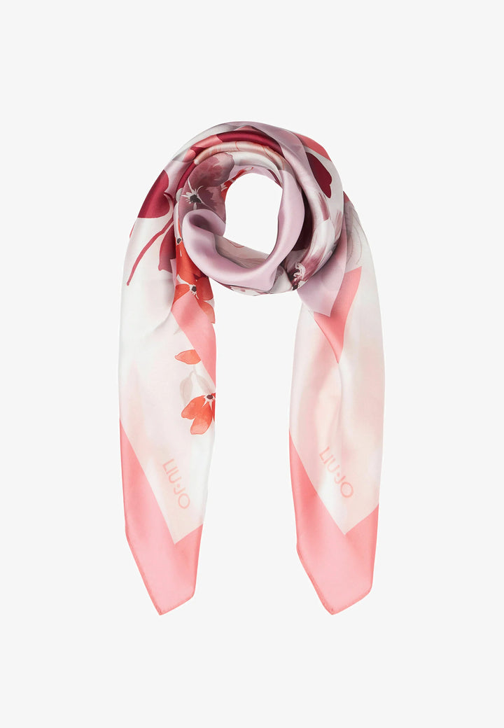 Liu Jo - Liu Jo Floral and Lettering Print Scarf - ليو جو - وشاح ليو جو بطبعة الزهور والحروف