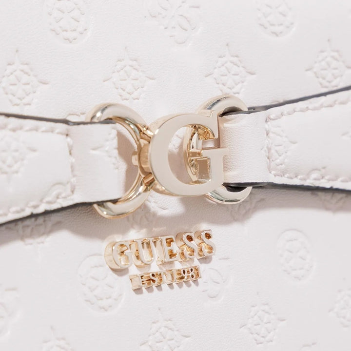 Guess Arlena Logo Girlfriend Satchel Taupe Logo - حقيبة يد جيس أرينا لوغو جيرل فريند بحزام كتف وشعار توب