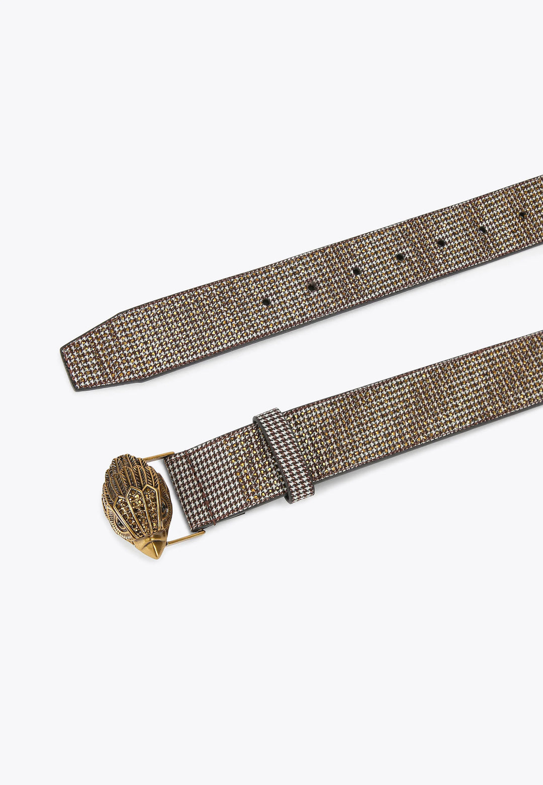 KURT GEIGER LONDON Crystal Houndstooth Belt - كيرت غايغر لندن - حزام بنقشة الهاوندستوث مع كريستال