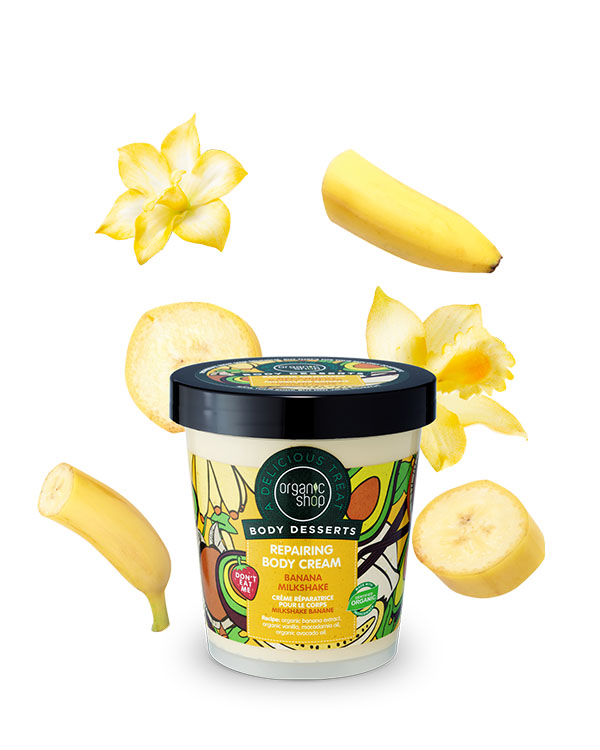 Organic Shop Body Desserts كريم ترميم الجسم بنكهة ميلك شيك الموز