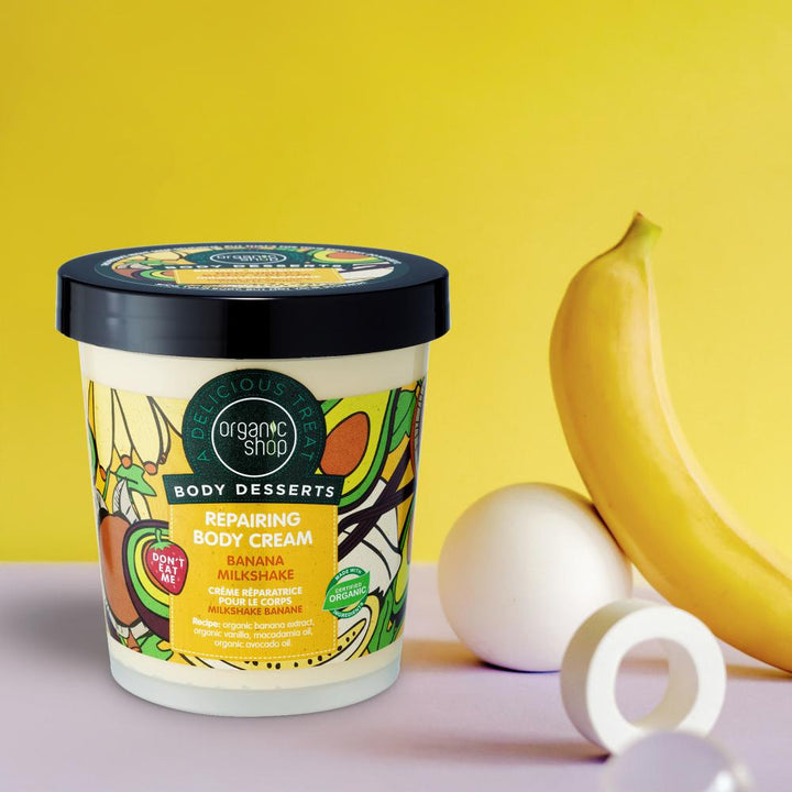 Organic Shop Body Desserts كريم ترميم الجسم بنكهة ميلك شيك الموز